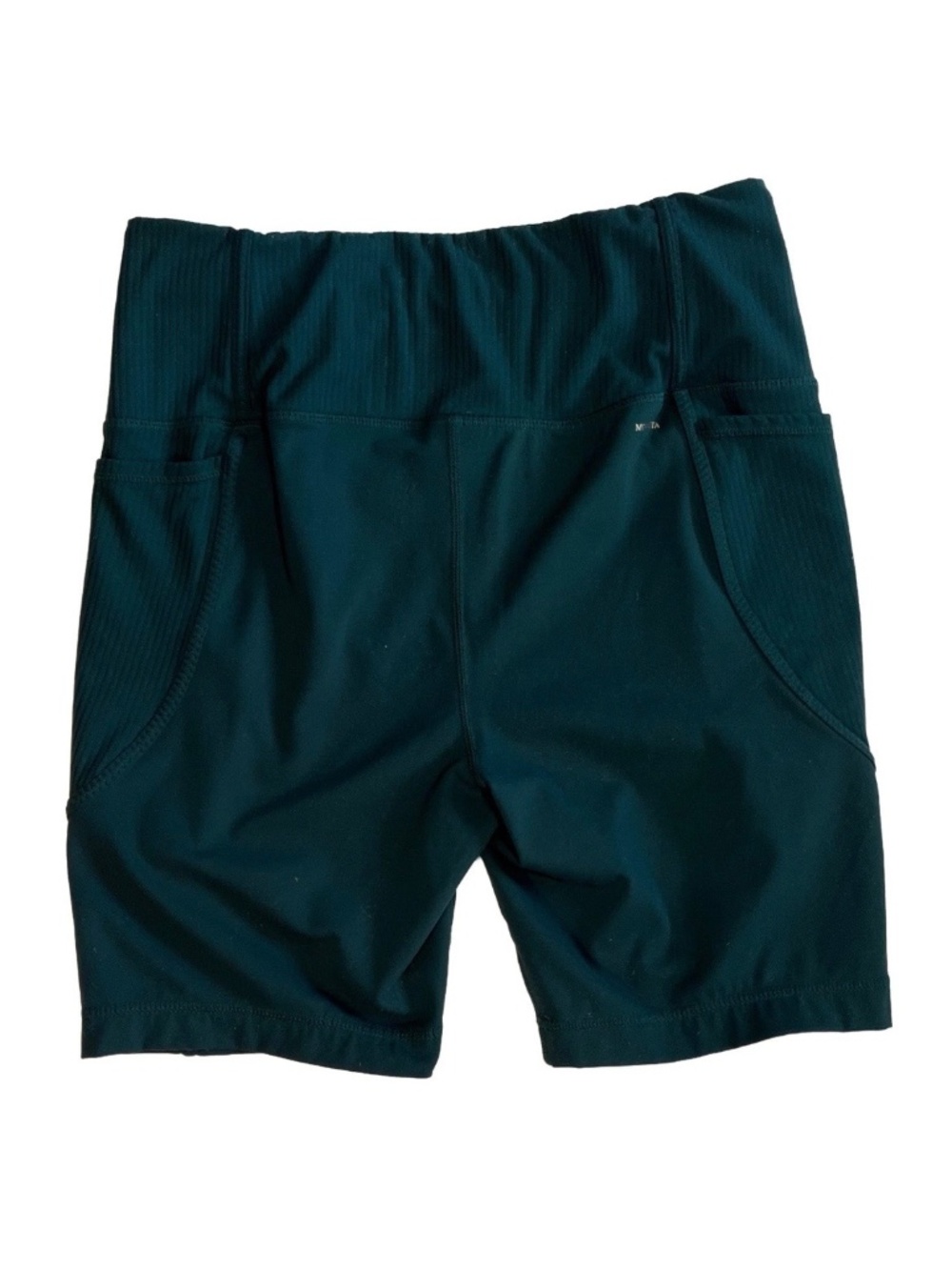 Mondetta Active Dark Green Ribbed Bike Shorts with Pockets - Size M